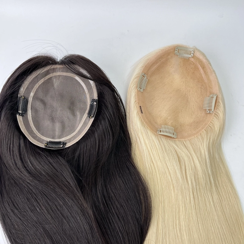 5.5*6.5 mono base european blonde human hair topper luxury for women virgin hair YR0053